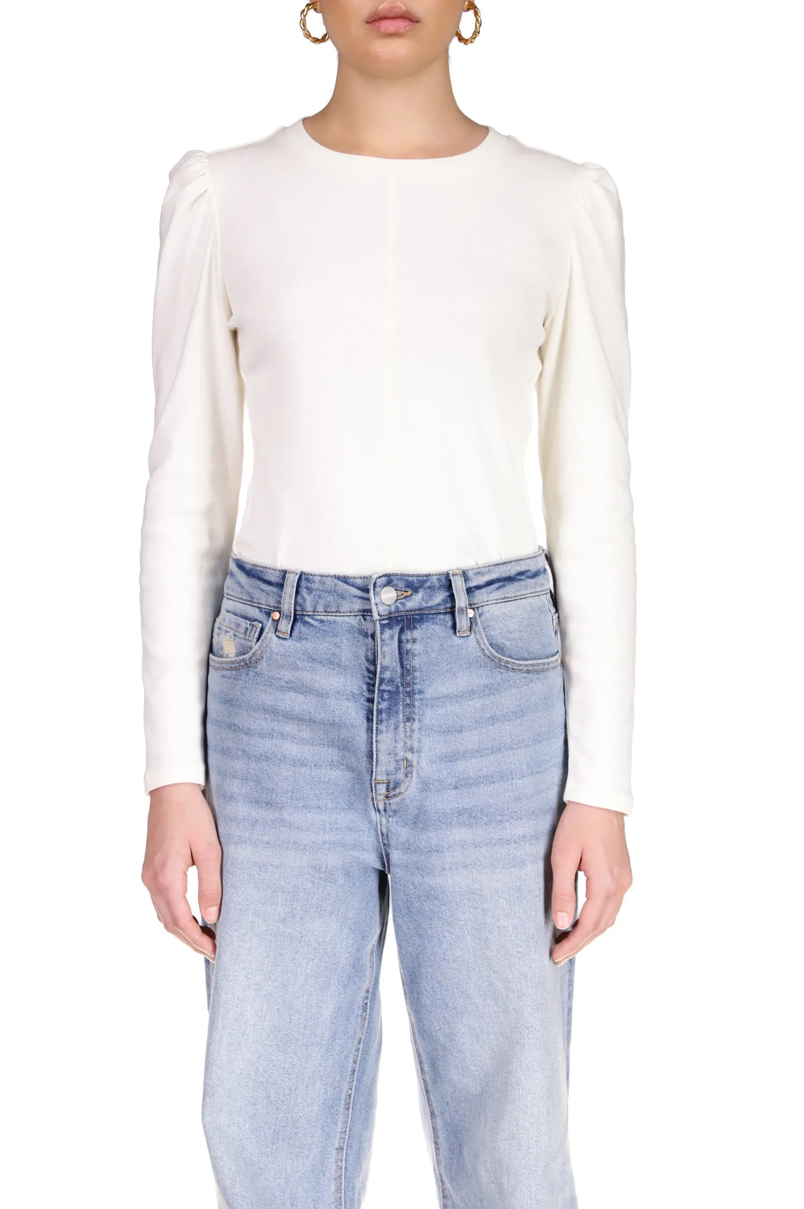 Puff Sleeve Tee | Cream sold by Belletique