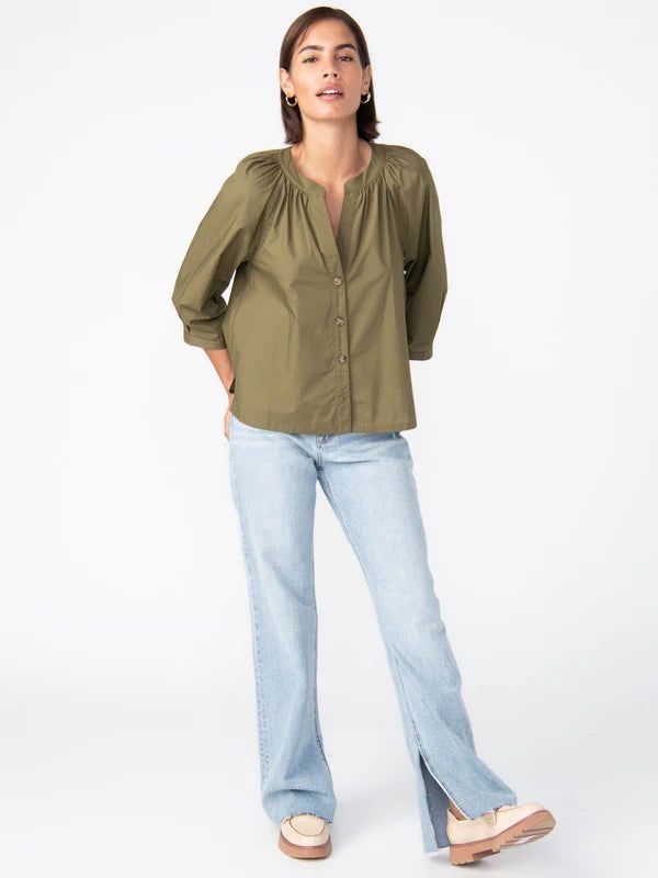 Poplin Button Front Blouse | Olive Oil sold by Belletique product image thumbnail 2