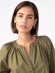 Poplin Button Front Blouse | Olive Oil sold by Belletique