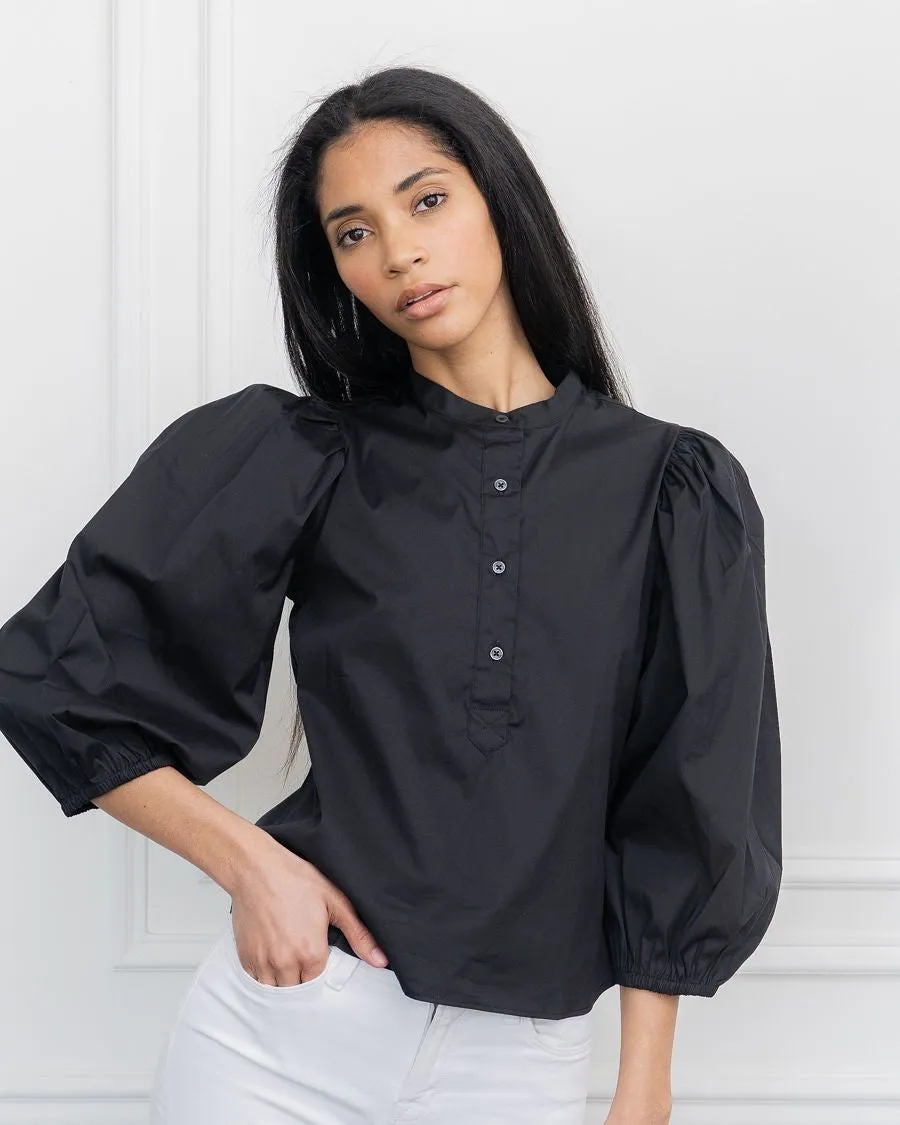 Balloon Sleeve Shirt | Black sold by Belletique