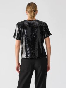 The Perfect Sequin Tee | Black sold by Belletique
