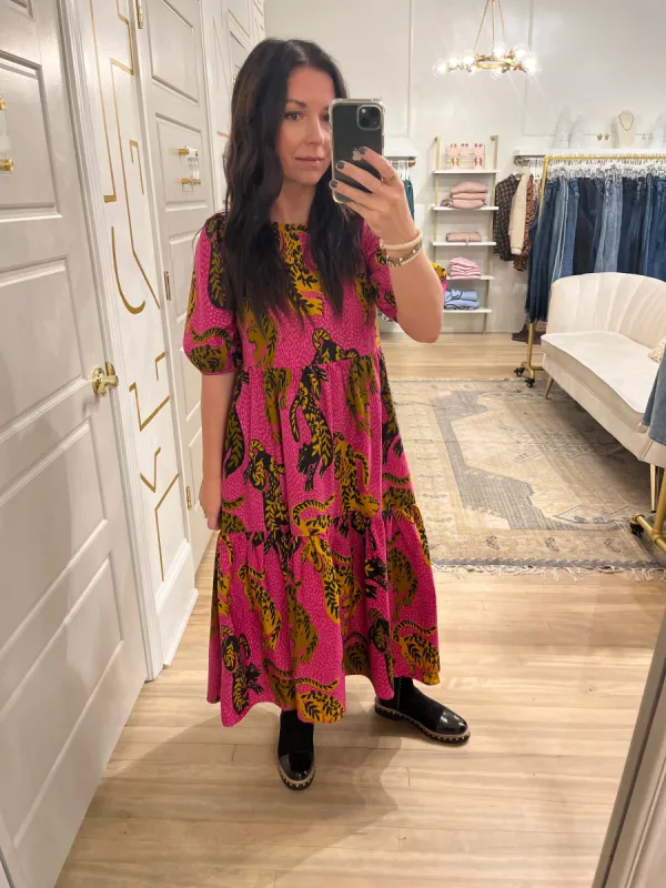 Wild Leopards Pink Midi Dress sold by Belletique