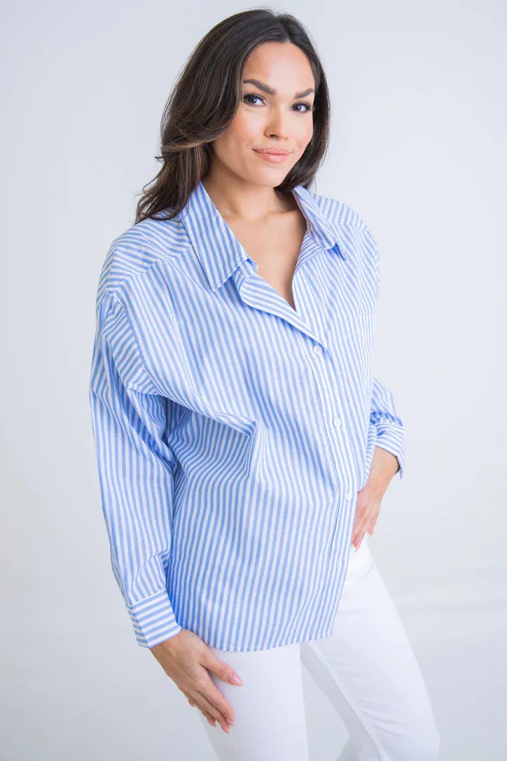 Striped Oversized Button Up Top sold by Belletique product image thumbnail 2