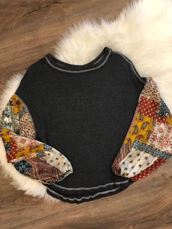 Charcoal Thermal Gypsy Top sold by Belletique