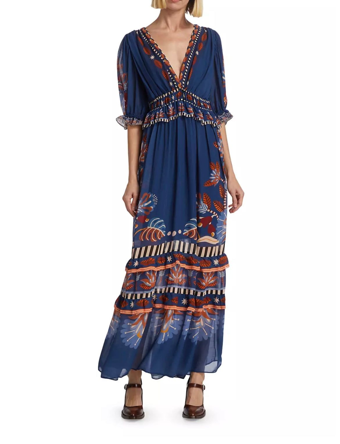Nature Beauty Blue Short Sleeve Maxi Dress sold by Belletique product image thumbnail 2