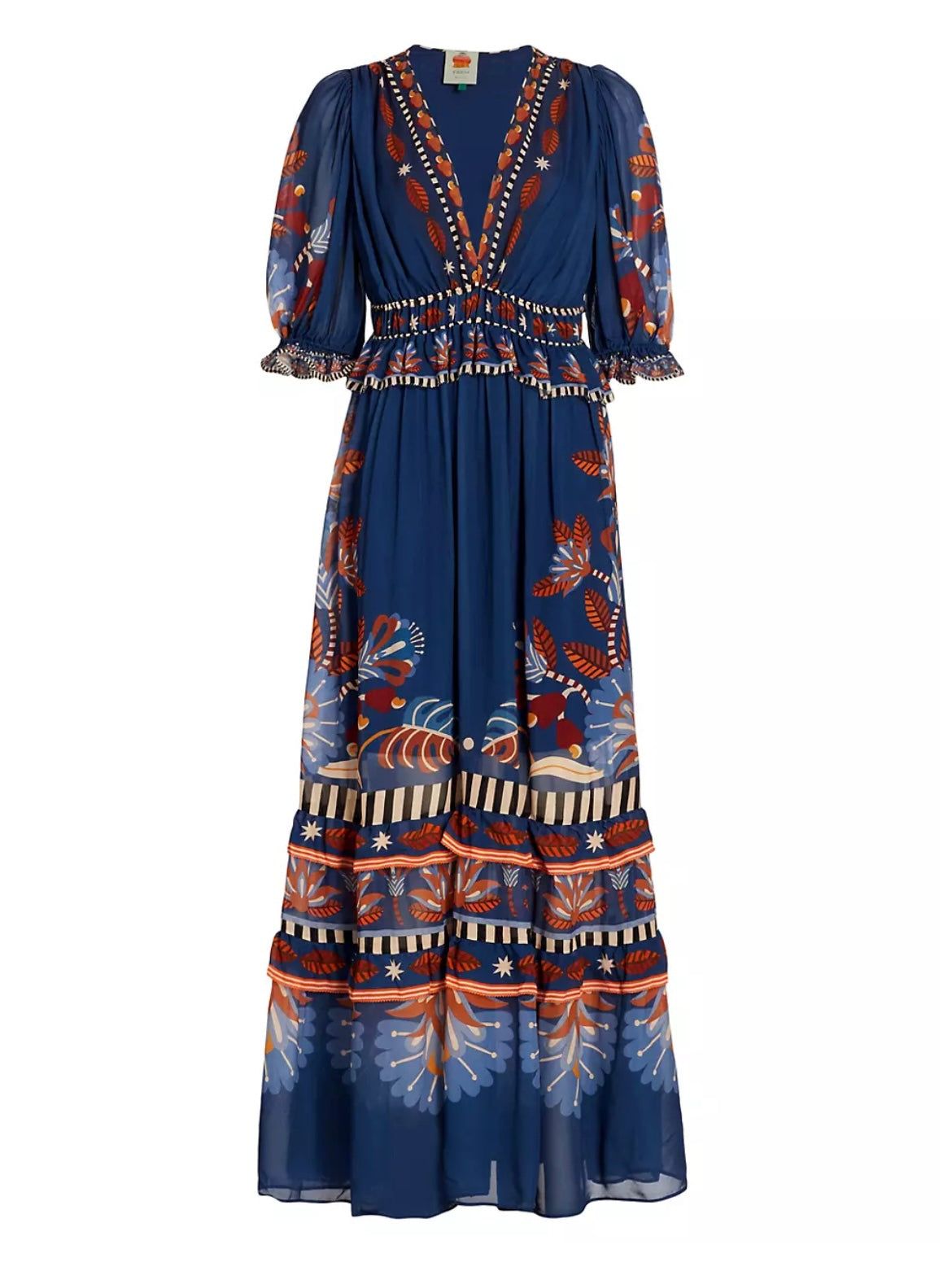 Nature Beauty Blue Short Sleeve Maxi Dress sold by Belletique