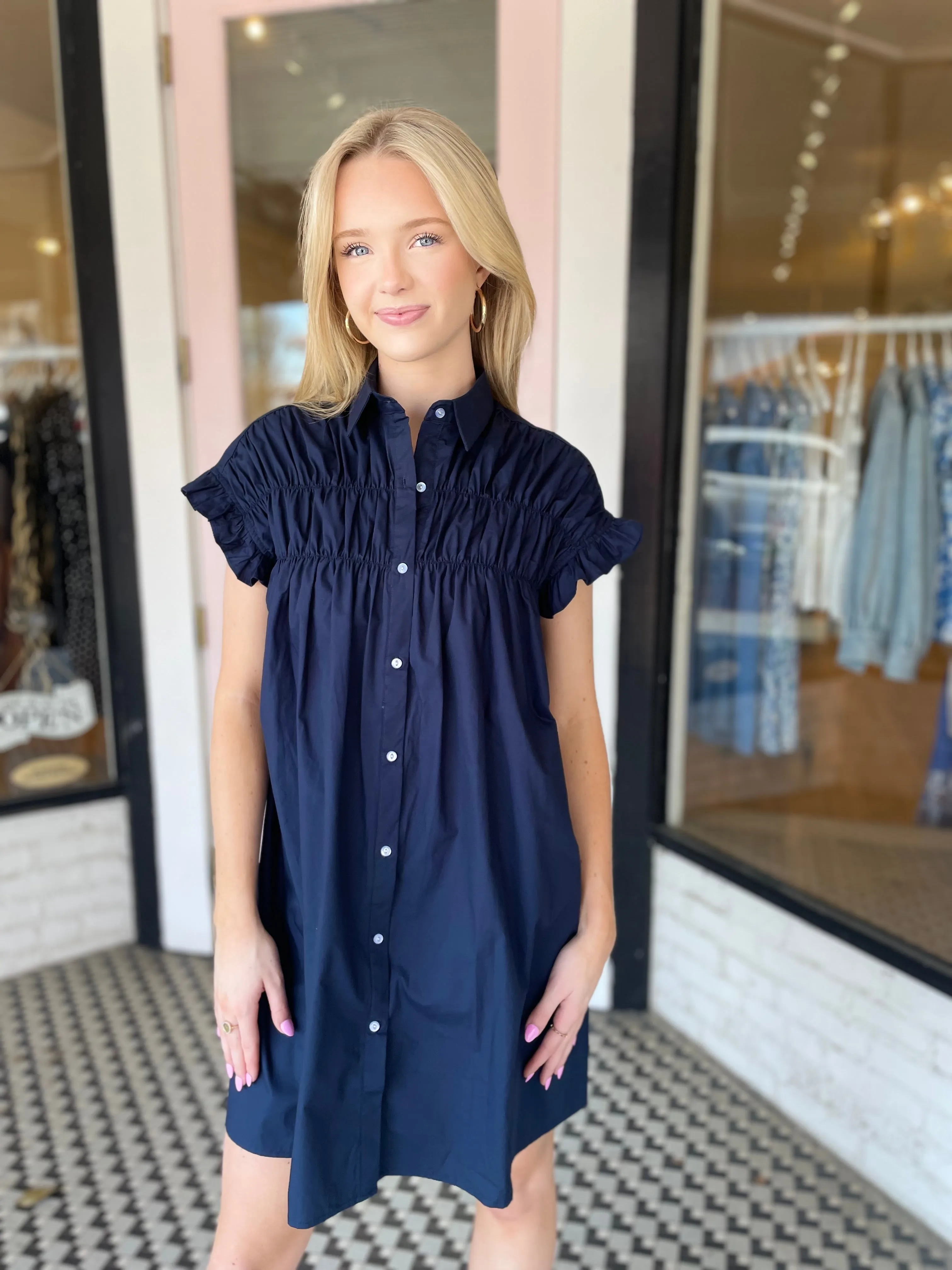 Nadine Dress | Navy sold by Belletique