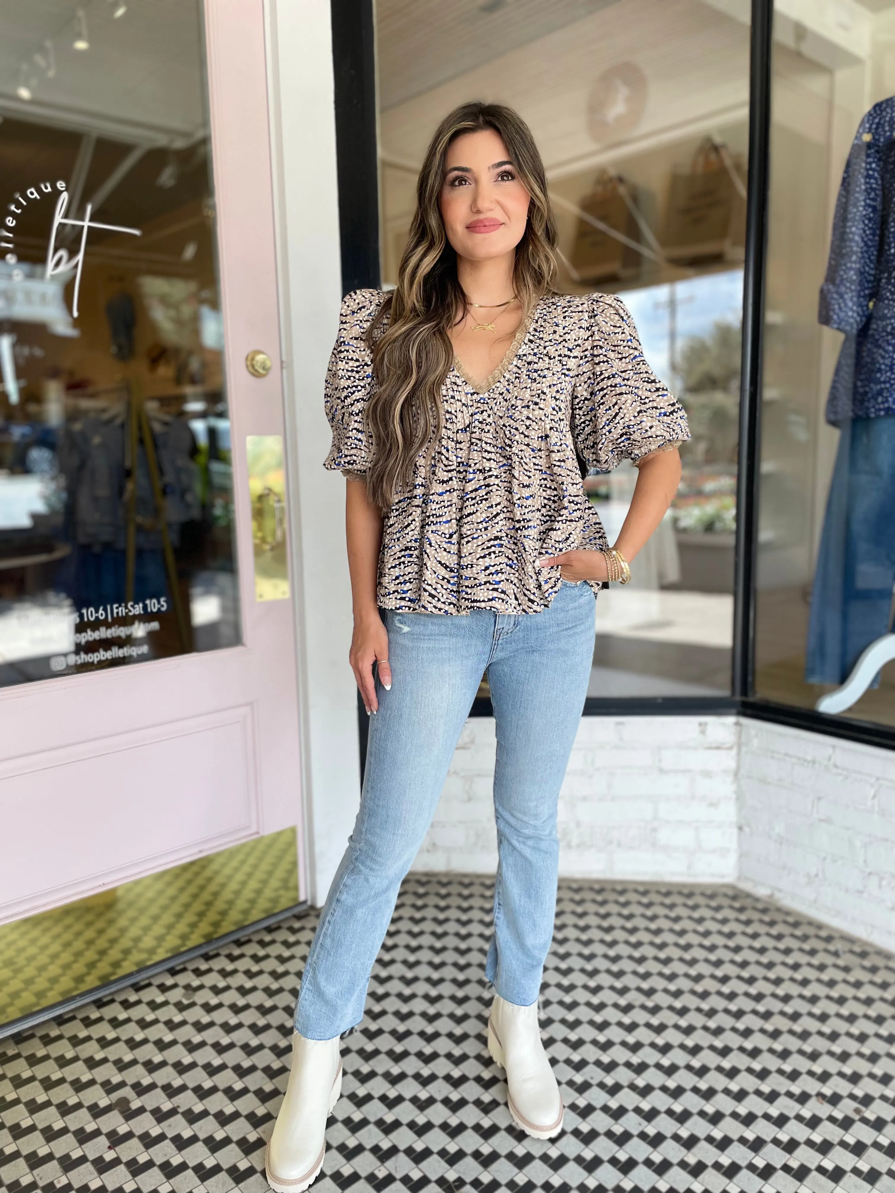 Mia Top | Snowy Animal sold by Belletique