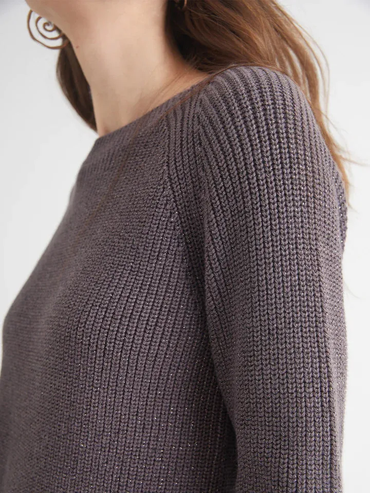 Jane Metallic Crewneck Sweater | Charcoal sold by Belletique product image thumbnail 4