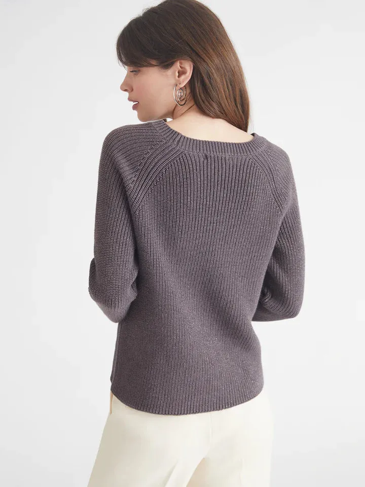 Jane Metallic Crewneck Sweater | Charcoal sold by Belletique product image thumbnail 3