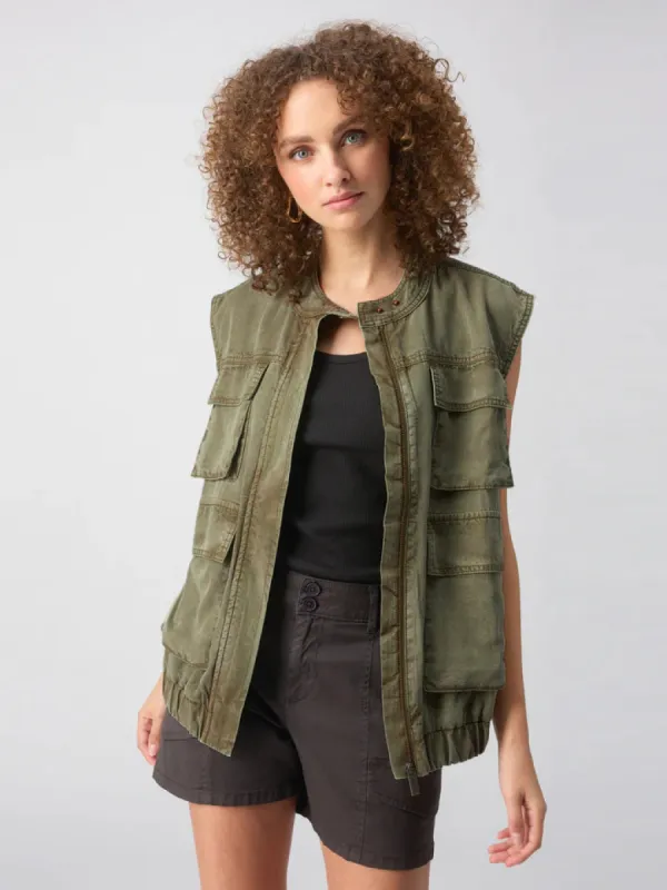 Field Utility Vest | Washed Olive sold by Belletique