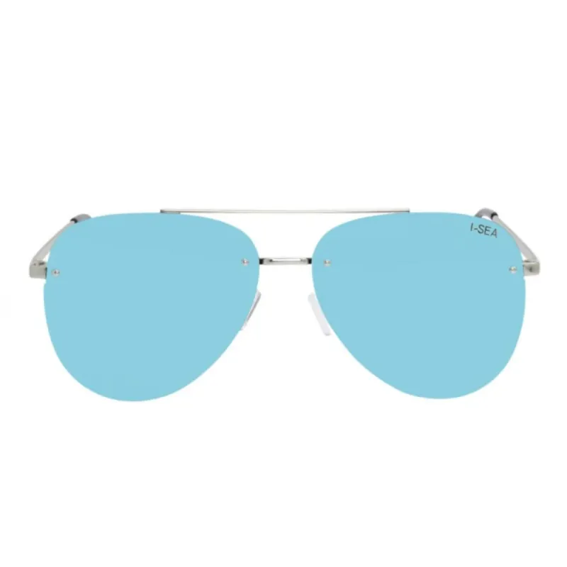 River Sunglasses | Silver/Blue Mirror sold by Belletique