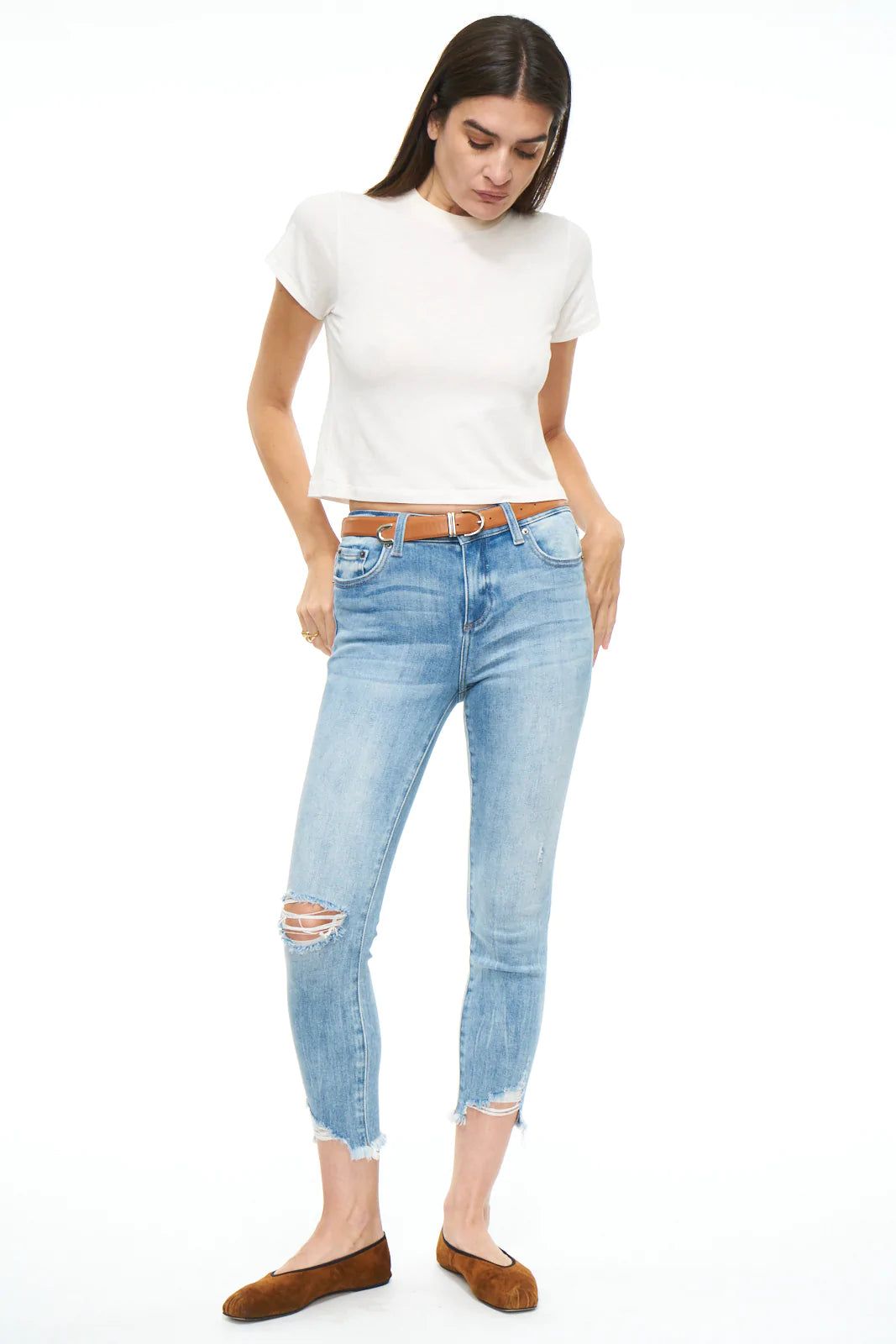 Audrey Mid Rise Skinny Crop | Sierra Distressed sold by Belletique product image thumbnail 2