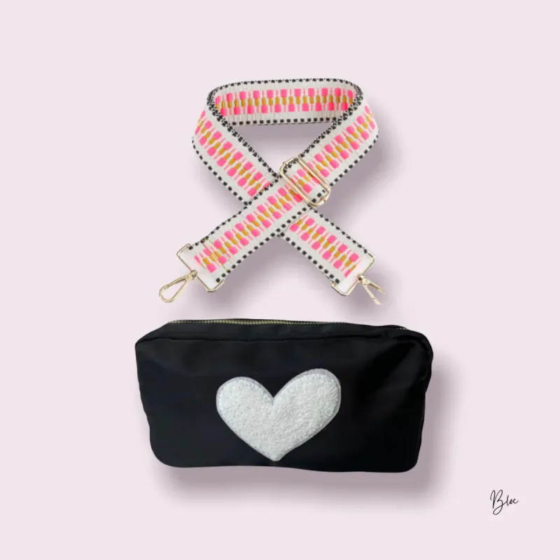Black Heart Crossbody | Cheerful Strap sold by Belletique