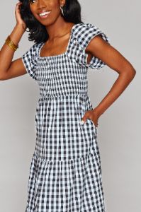 Brynn Dress | Black Checker sold by Belletique