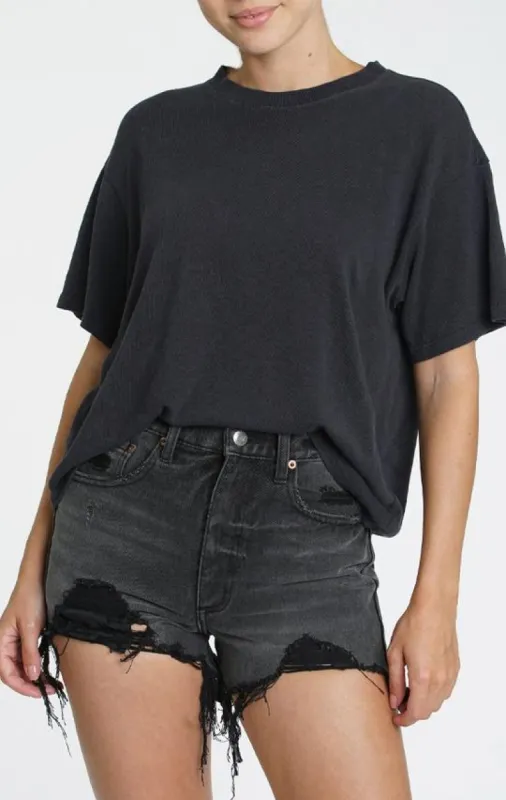 Palmer Hemp Boxy Tee | Black Stone sold by Belletique
