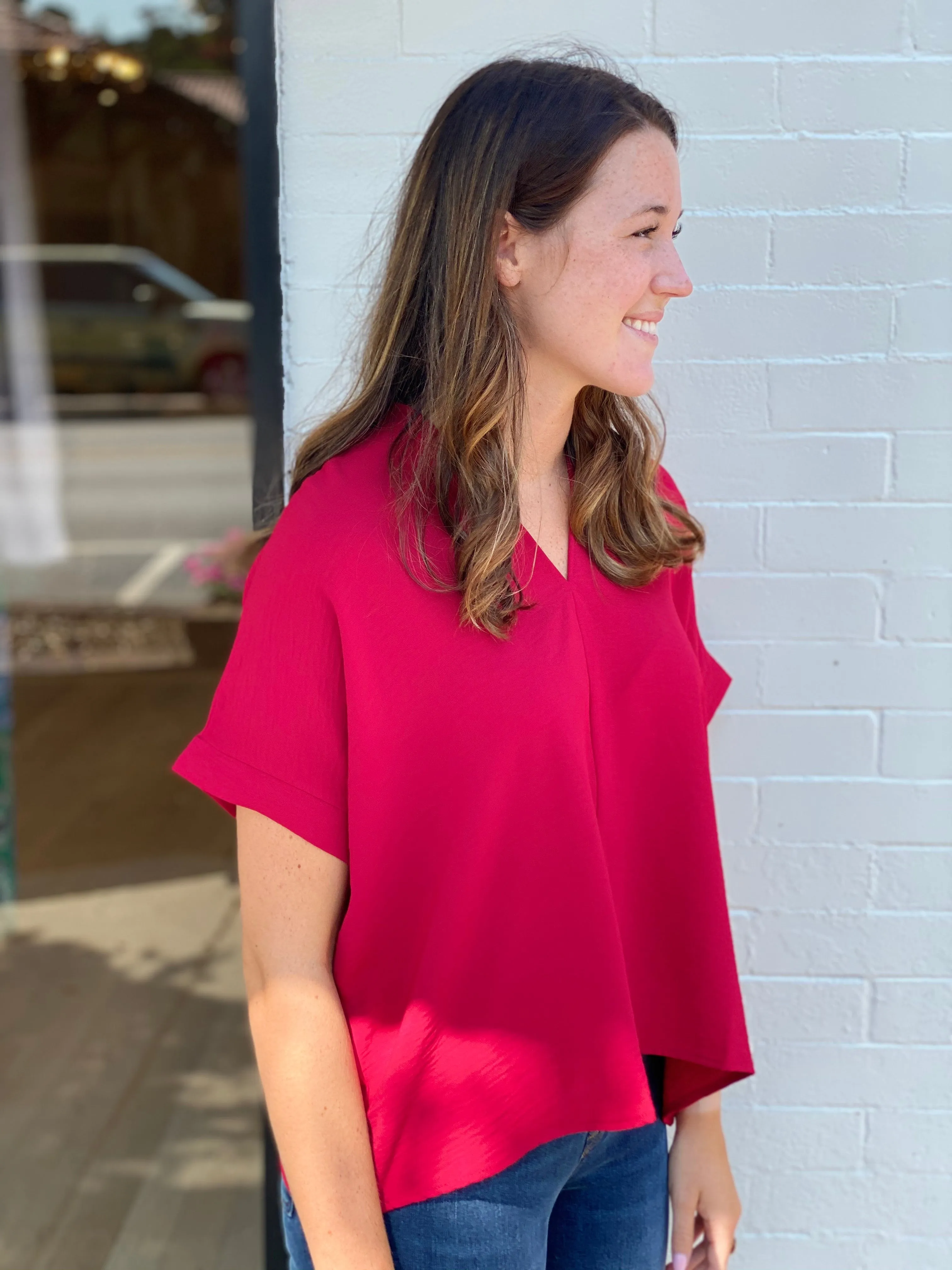 V Neck Top | Red sold by Belletique product image thumbnail 2