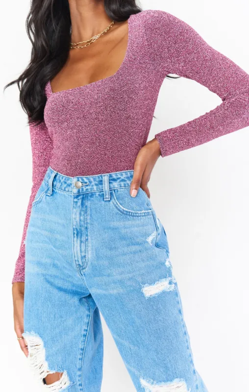 Unreal Bodysuit | Pink Shimmy Shine sold by Belletique