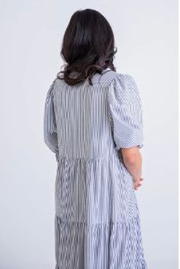 Stripe Seersucker Tier Maxi Dress sold by Belletique