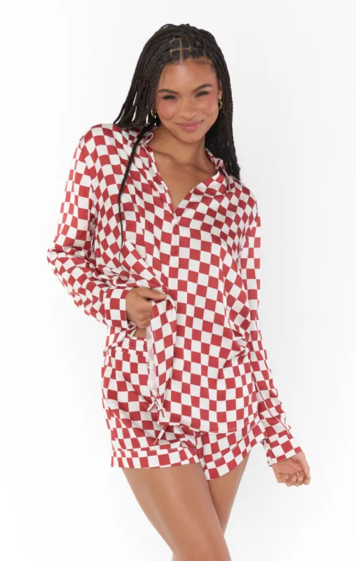 Early Riser PJ Set | Red Checker Silky sold by Belletique