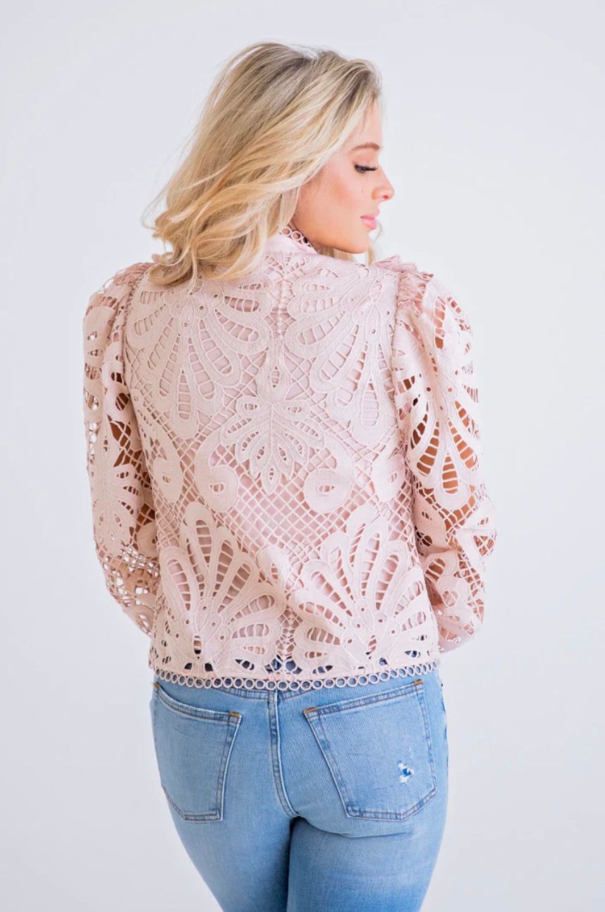 Eyelet Ruffle Top | Blush sold by Belletique product image thumbnail 3