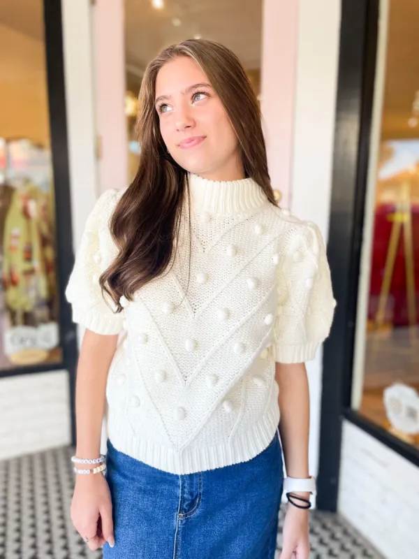 Pom Pom Sweater | Ivory sold by Belletique