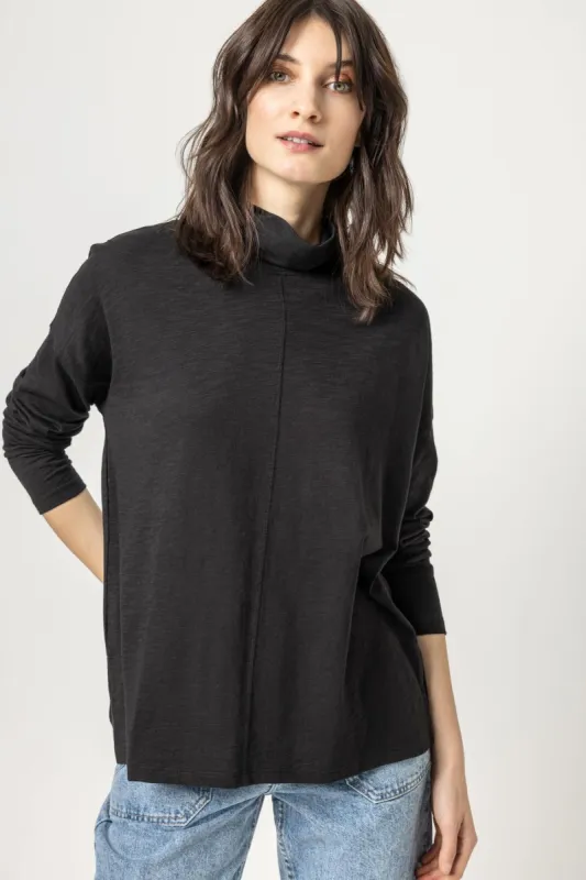 Long Sleeve Easy Mock Neck | Black sold by Belletique