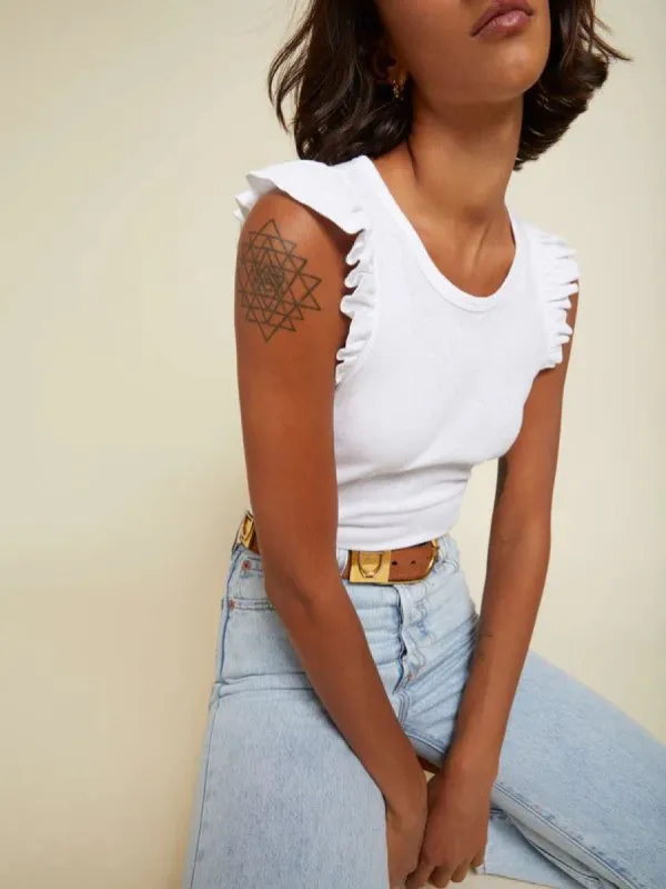 Gemma Flutter Tank | White sold by Belletique