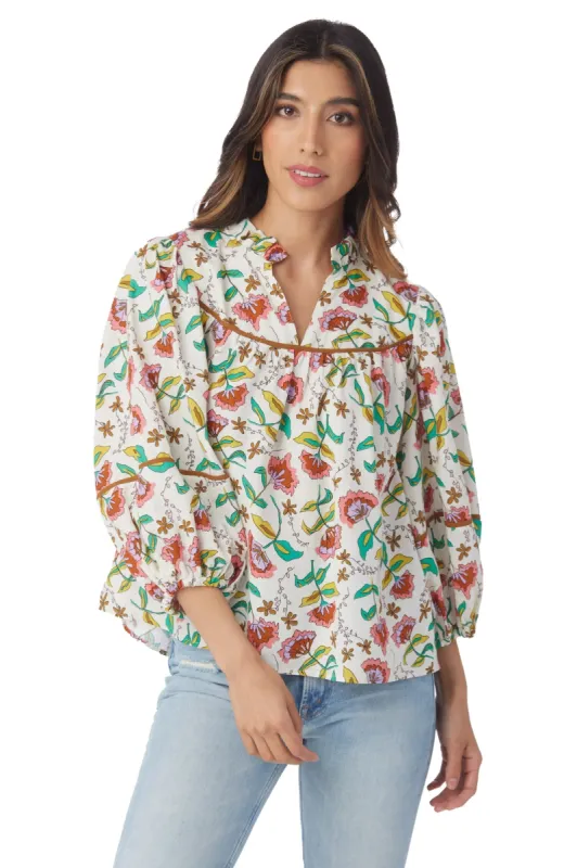 Rosie Top | Woodcut Floral sold by Belletique