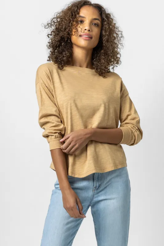 Bracelet Full Sleeve Boatneck Top | Latte sold by Belletique