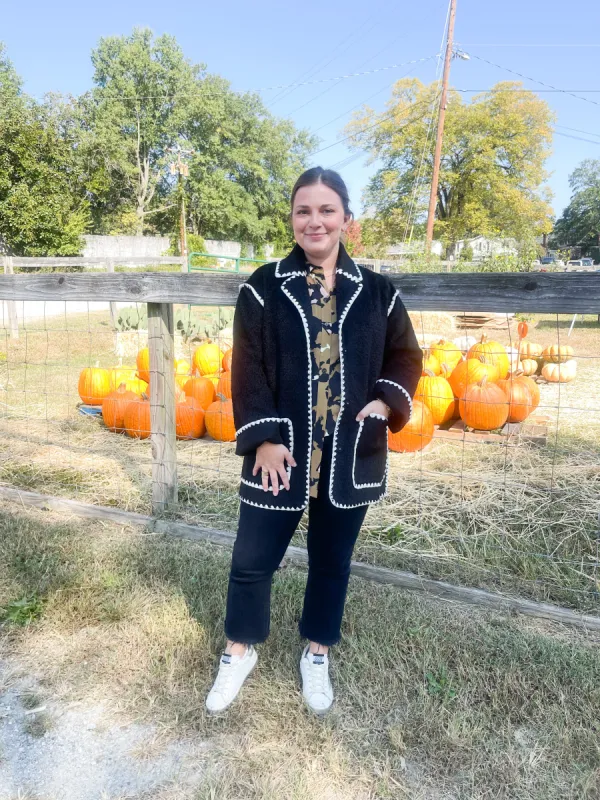 Stitched Throw Cardigan | Black sold by Belletique