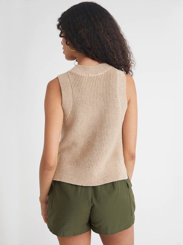 Demi: Metallic Crewneck Tank Sweater | Oat sold by Belletique product image thumbnail 4