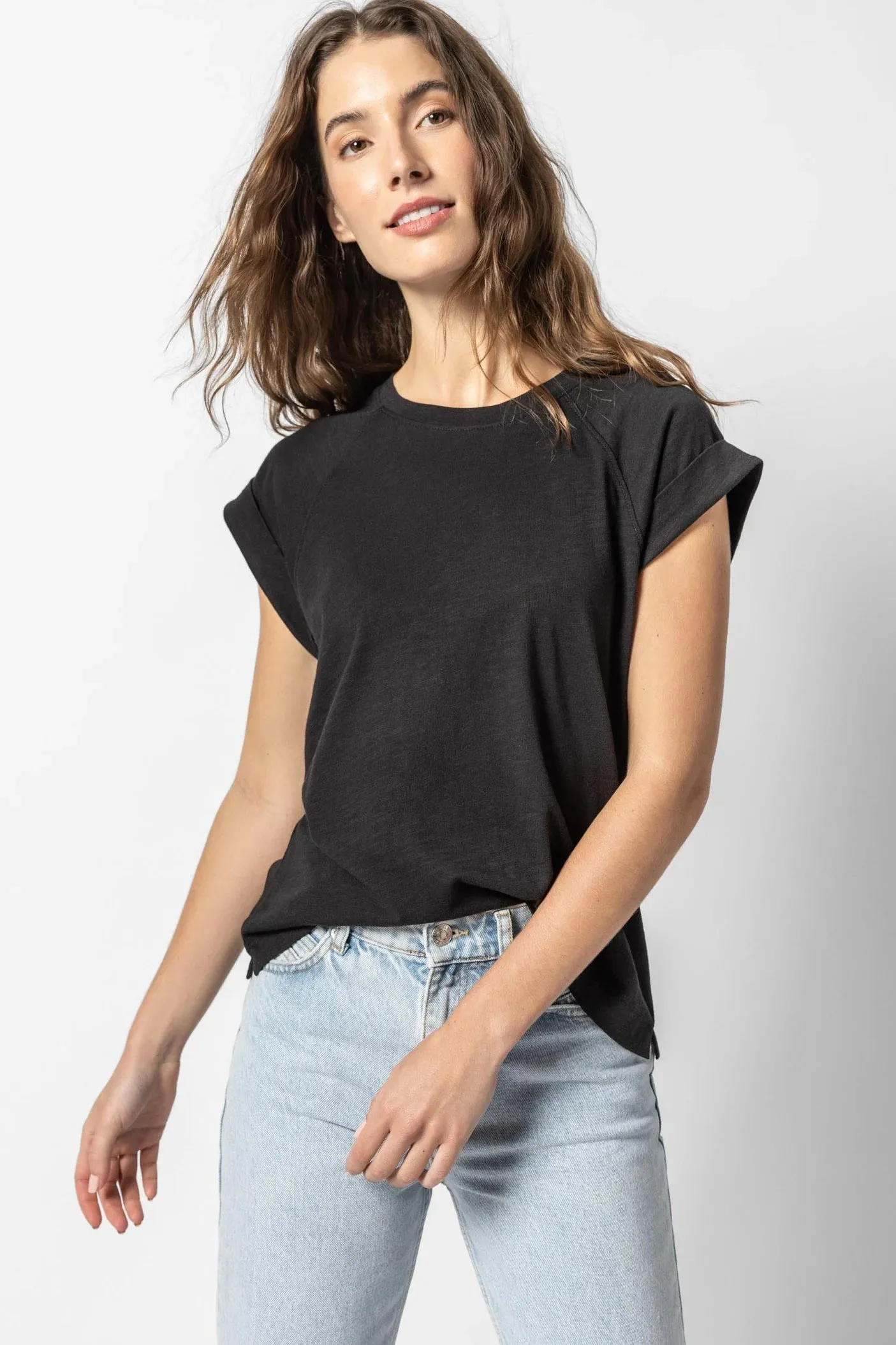 Boxy Cuffed Sleeve Crewneck | Black sold by Belletique product image thumbnail 2