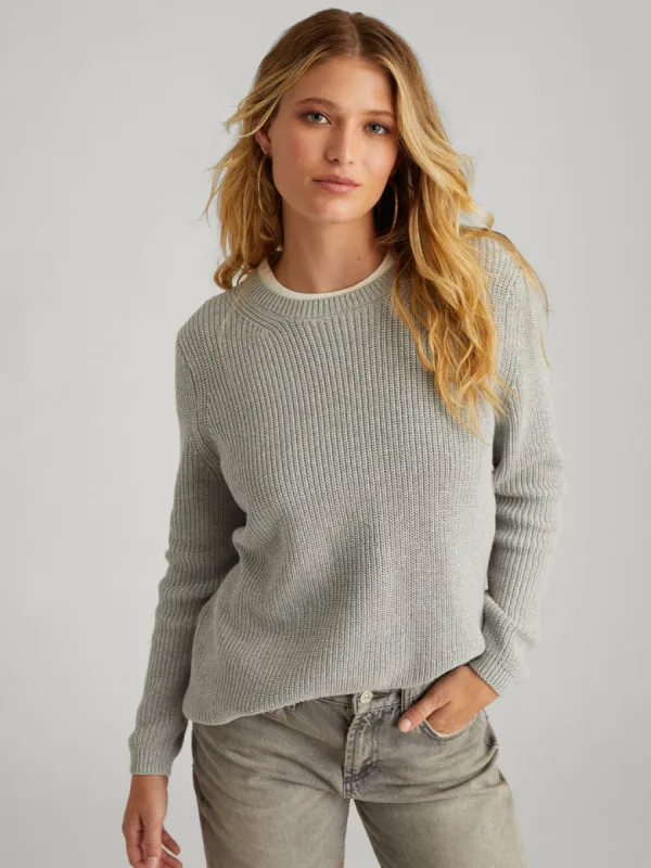 Emma Shaker Crewneck Sweater | Medium Heather Grey sold by Belletique
