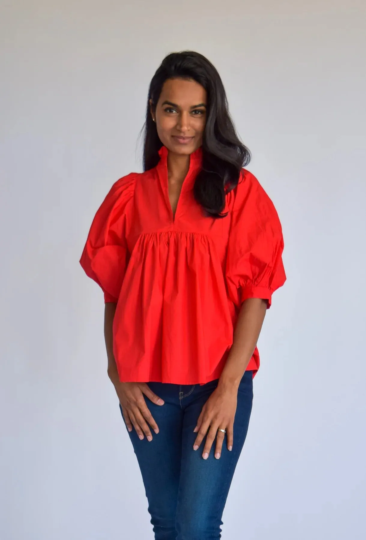 High Neck Top | Red sold by Belletique