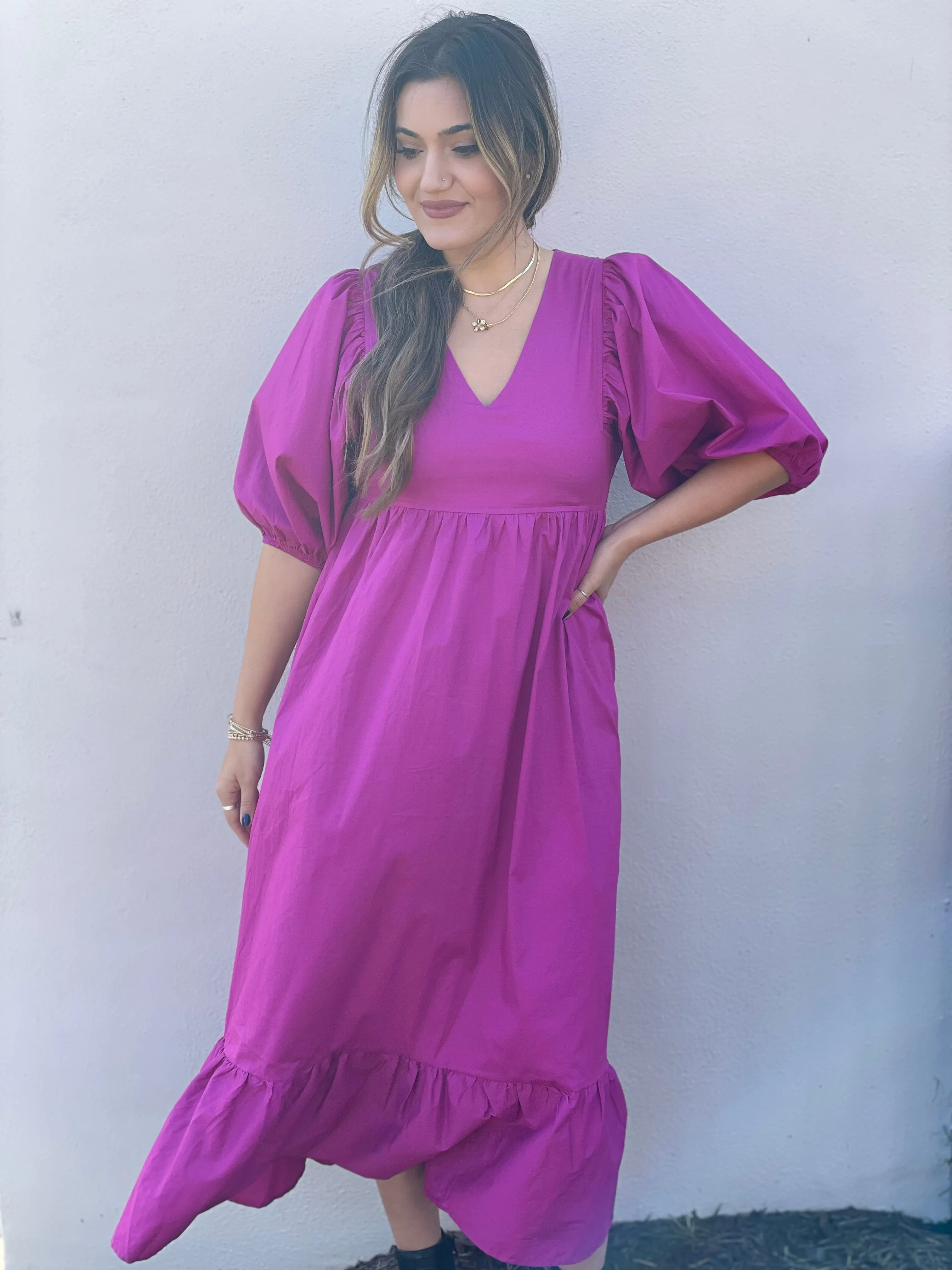 Magenta Poplin Maxi Dress sold by Belletique product image thumbnail 2