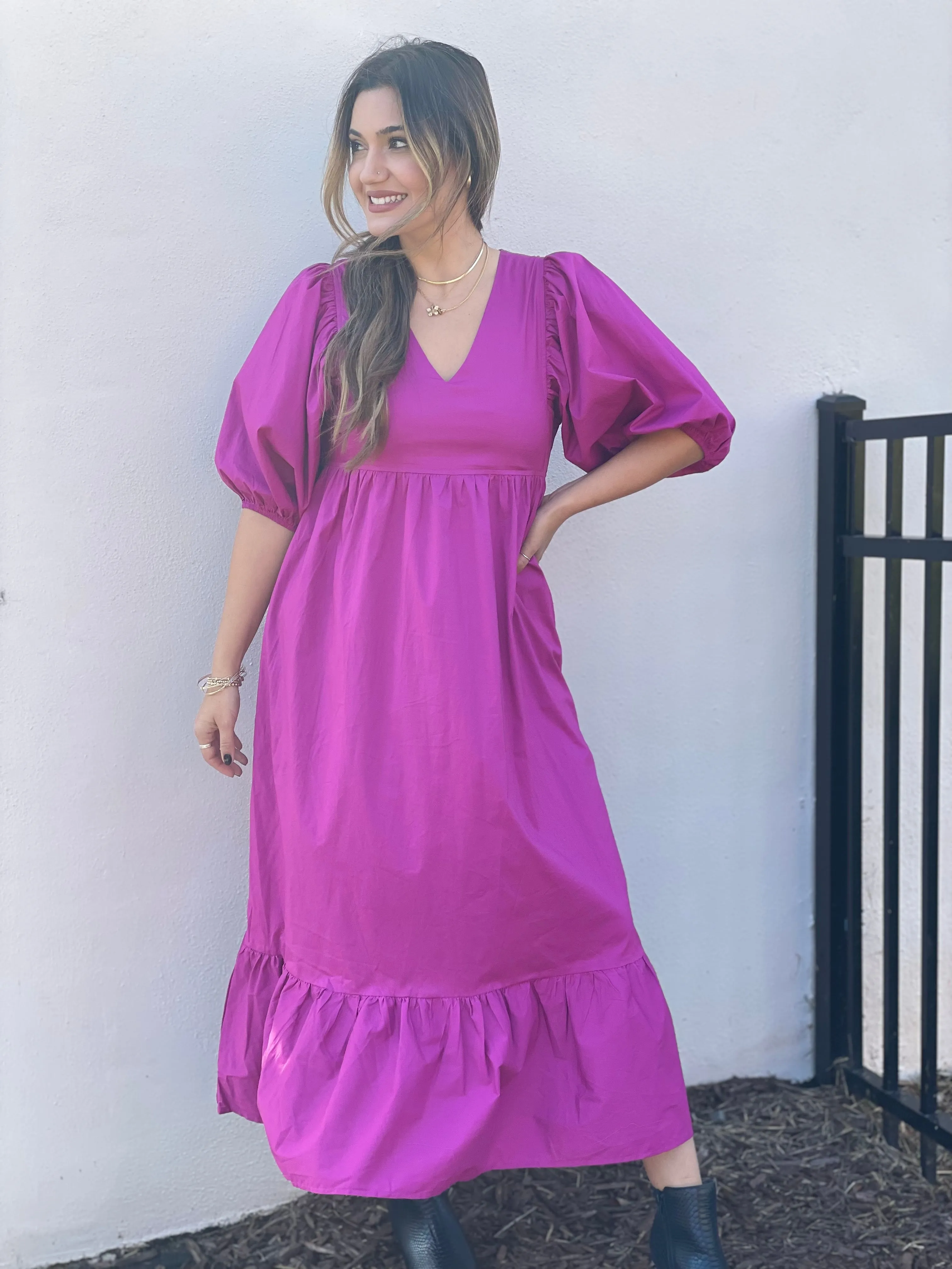 Magenta Poplin Maxi Dress sold by Belletique product image thumbnail 3