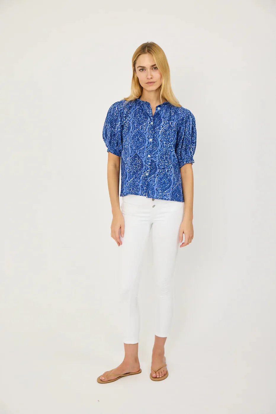 Abby Ruffle Top | Delft Blue sold by Belletique product image thumbnail 2