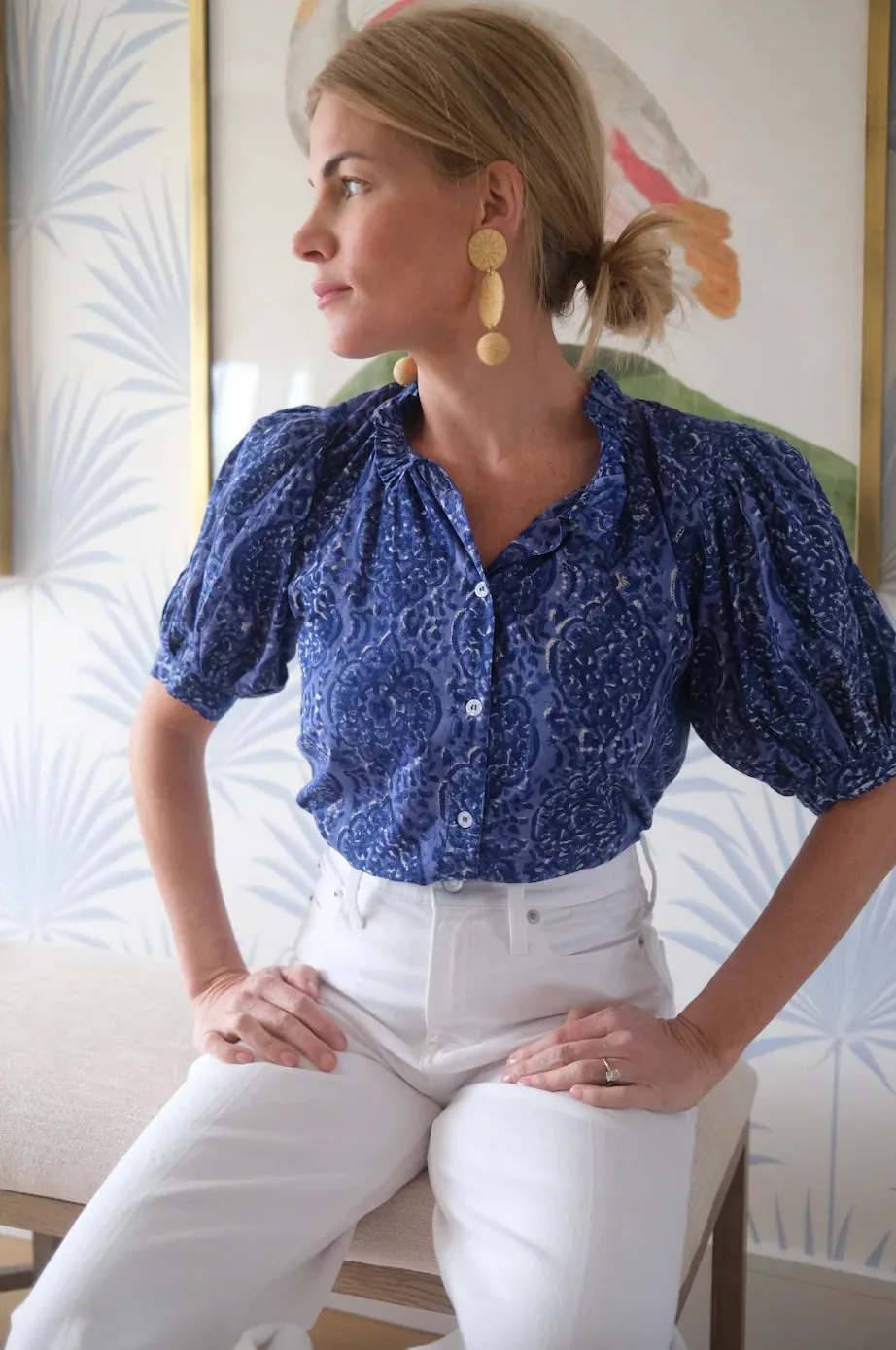 Abby Ruffle Top | Delft Blue sold by Belletique product image thumbnail 3