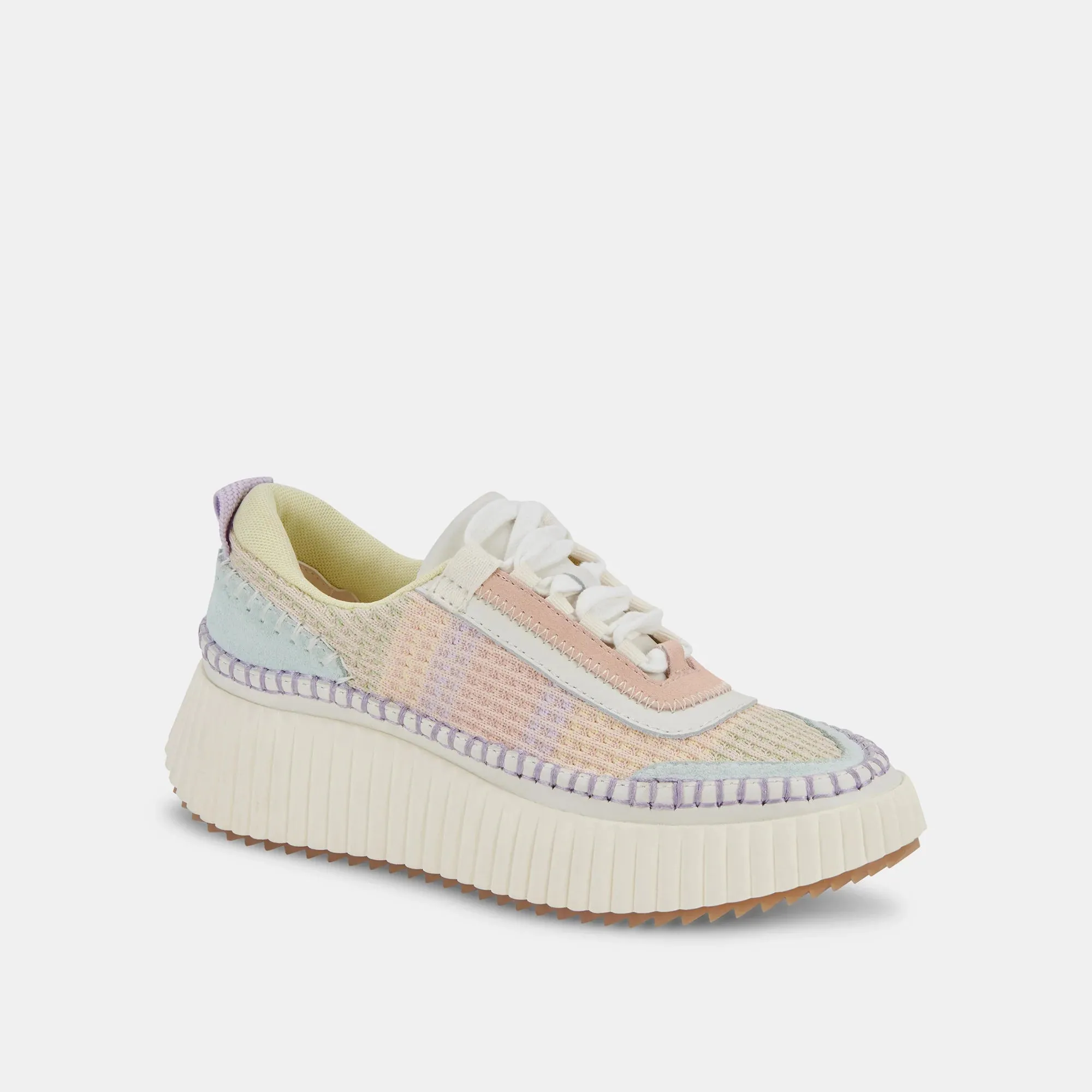 Dolen Sneakers | Pastel Stripe Knit sold by Belletique