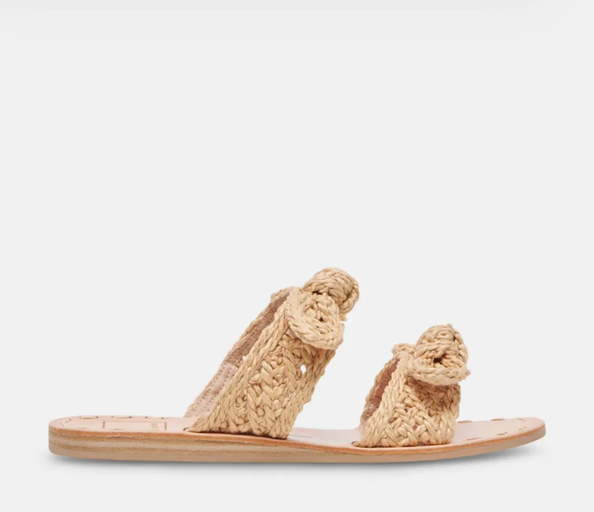 Dinah Sandals | Lt Natural Raffia sold by Belletique