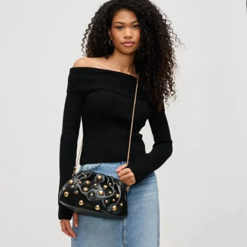 Carey Studded Clutch | Black sold by Belletique