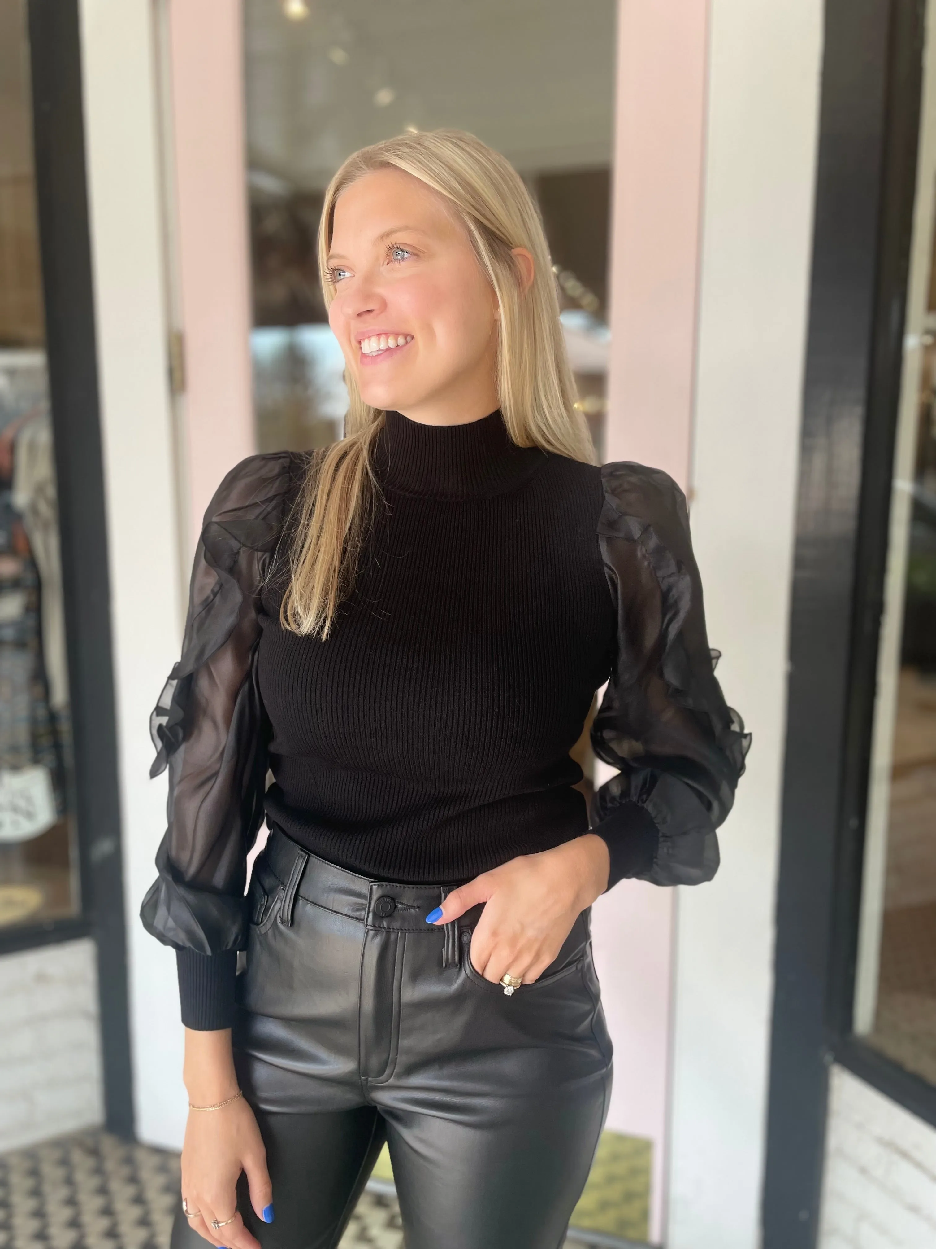 Krista Organza Puff Sleeve Top sold by Belletique product image thumbnail 2