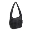 Leda Quilted Nylon Puffer Hobo | Black sold by Belletique