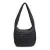 Leda Quilted Nylon Puffer Hobo | Black sold by Belletique