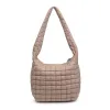 Leda Quilted Nylon Puffer Hobo | Natural sold by Belletique