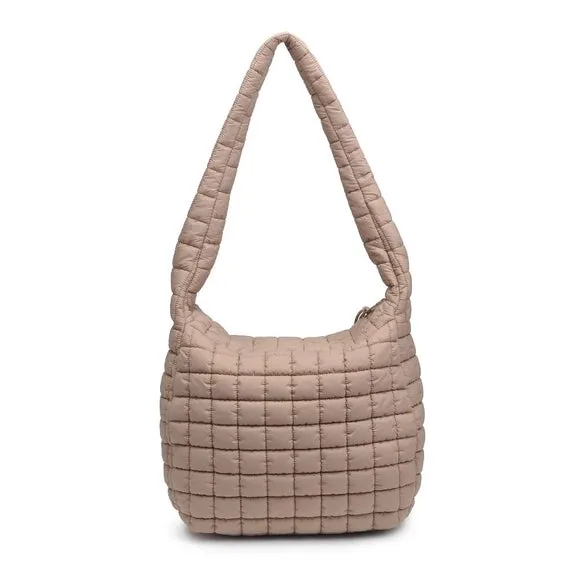 Leda Quilted Nylon Puffer Hobo | Natural sold by Belletique product image thumbnail 2