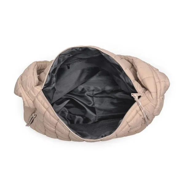 Leda Quilted Nylon Puffer Hobo | Natural sold by Belletique product image thumbnail 3