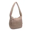 Leda Quilted Nylon Puffer Hobo | Natural sold by Belletique