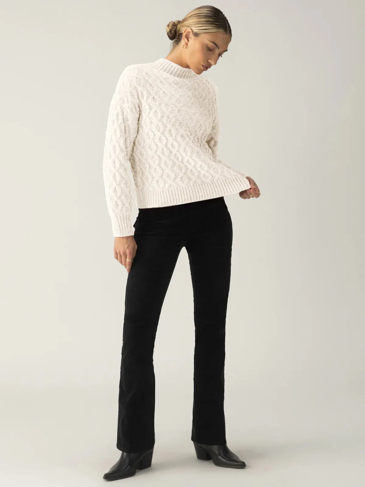 Cable Mock Neck Sweater | Light Almond sold by Belletique product image thumbnail 3